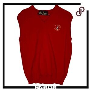 Beaver Men's Wool V Neck The Old Course St. Andrews Vest Sweater Red Size Medium